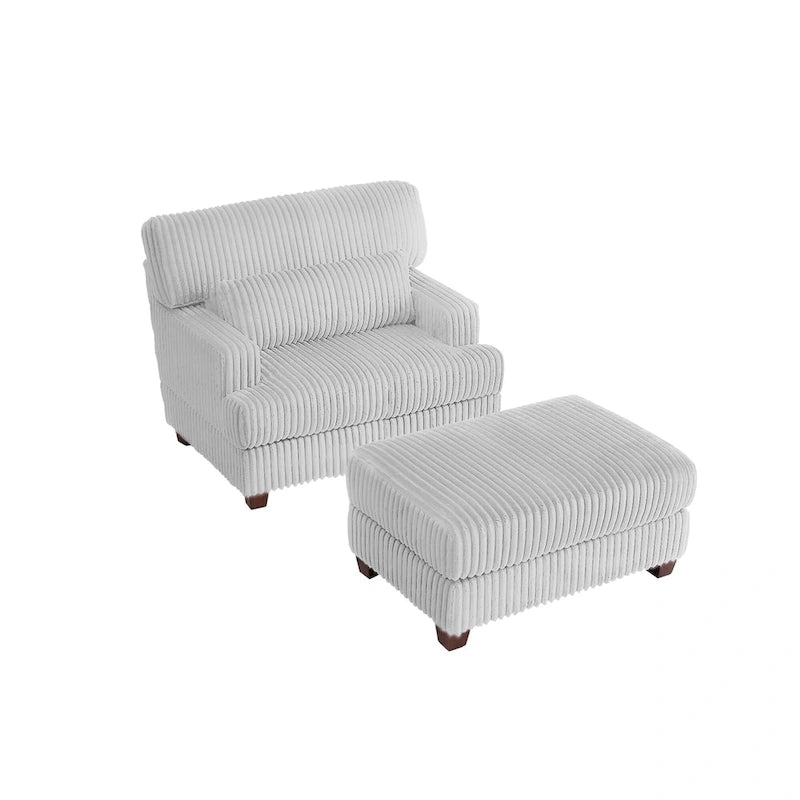 Oversized Chaise Longue Accent Chair with Ottoman