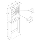 Over-Toilet Space-Saver Cabinet with 7 Shelves – White, MDF & Veneer, 23.5W x 6.5D x 67H in