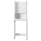 Over-Toilet Space-Saver Cabinet with 7 Shelves – White, MDF & Veneer, 23.5W x 6.5D x 67H in
