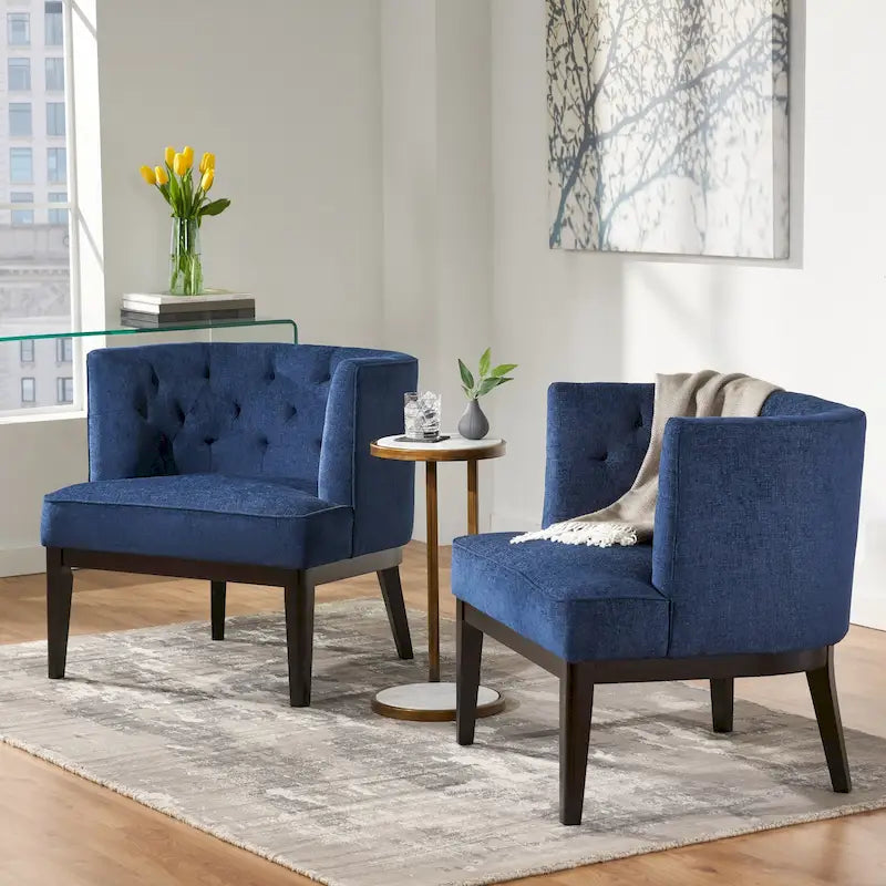 Fabric or Faux Leather Tufted Accent Chair (Set of 2)
