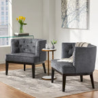 Fabric or Faux Leather Tufted Accent Chair (Set of 2)