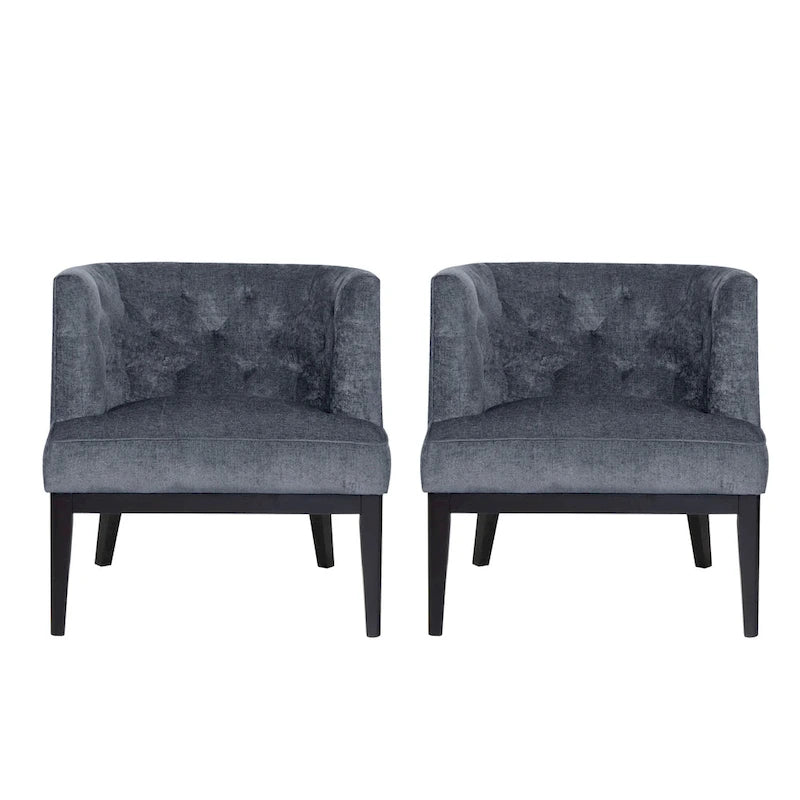 Fabric or Faux Leather Tufted Accent Chair (Set of 2)