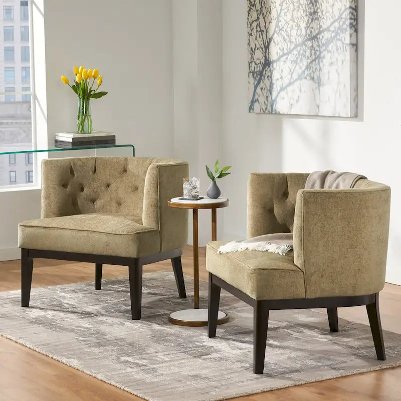 Fabric or Faux Leather Tufted Accent Chair (Set of 2)