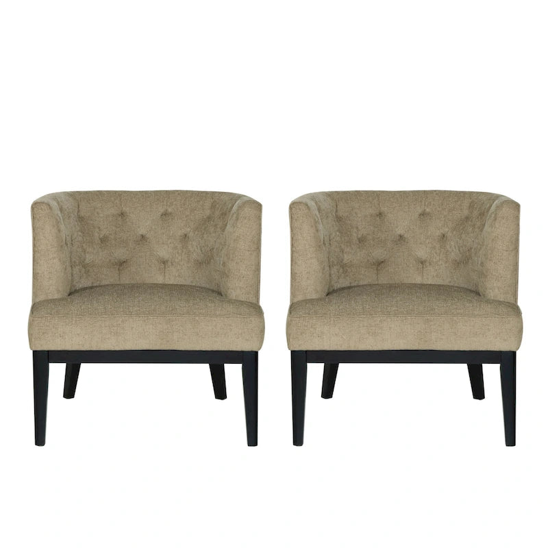 Fabric or Faux Leather Tufted Accent Chair (Set of 2)