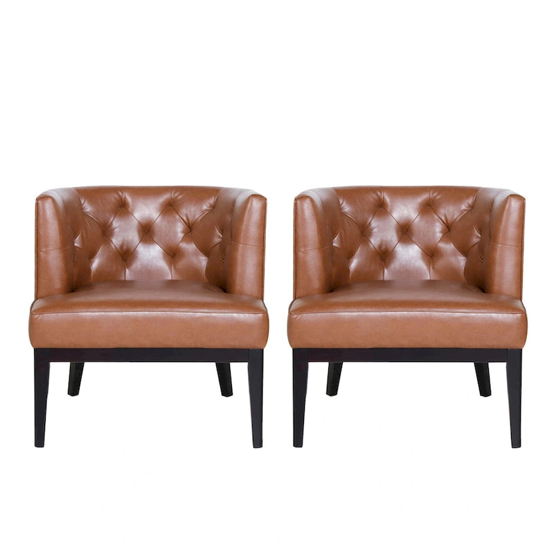 Fabric or Faux Leather Tufted Accent Chair (Set of 2)