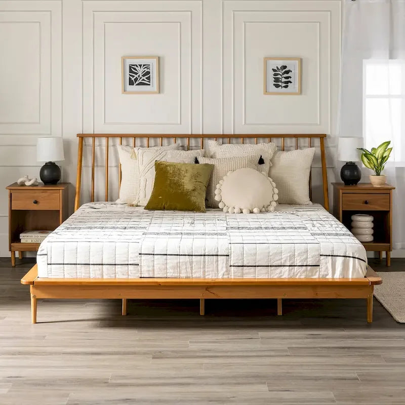 Solid Wood Spindle Platform Bed