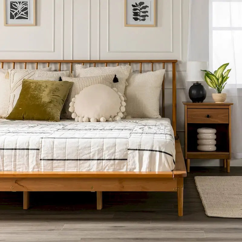 Solid Wood Spindle Platform Bed