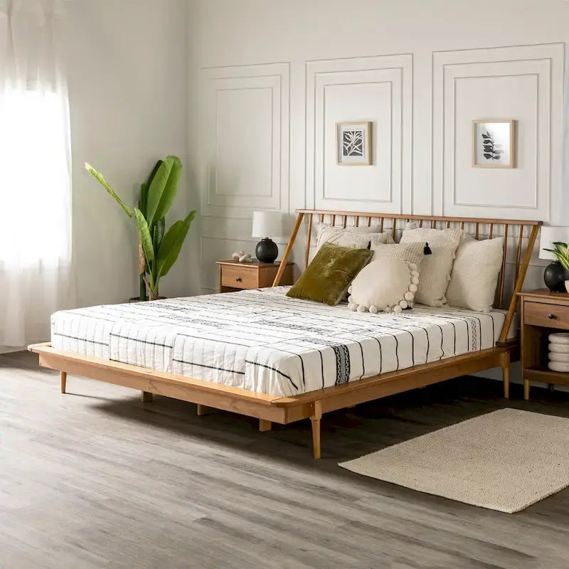 Solid Wood Spindle Platform Bed