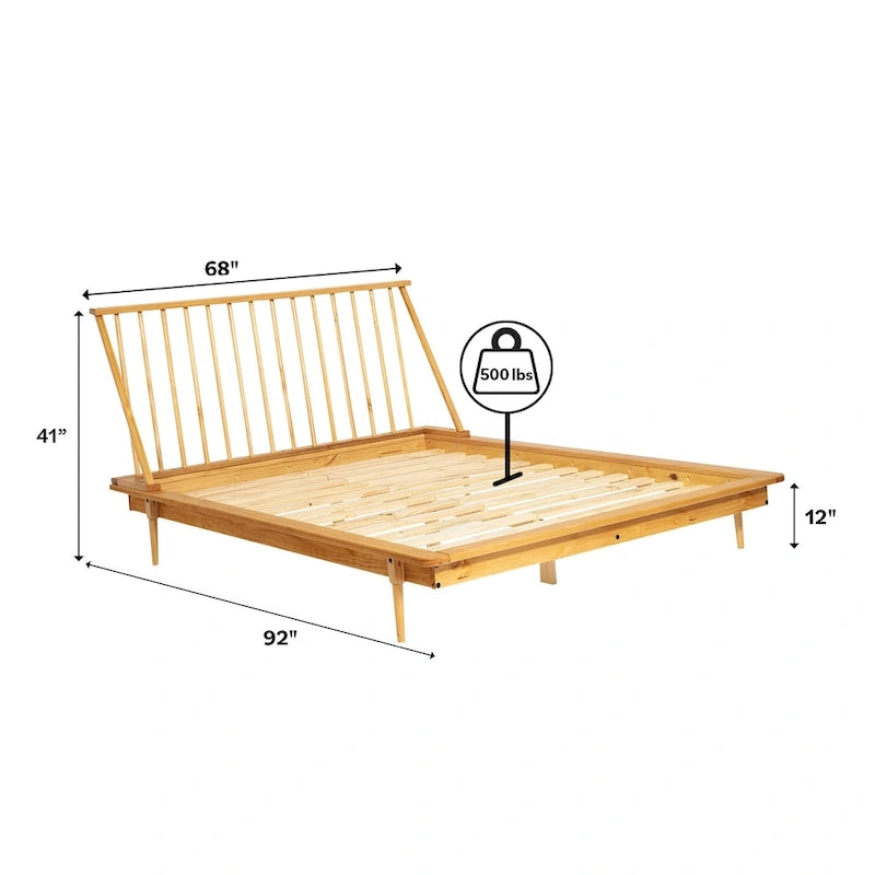 Solid Wood Spindle Platform Bed