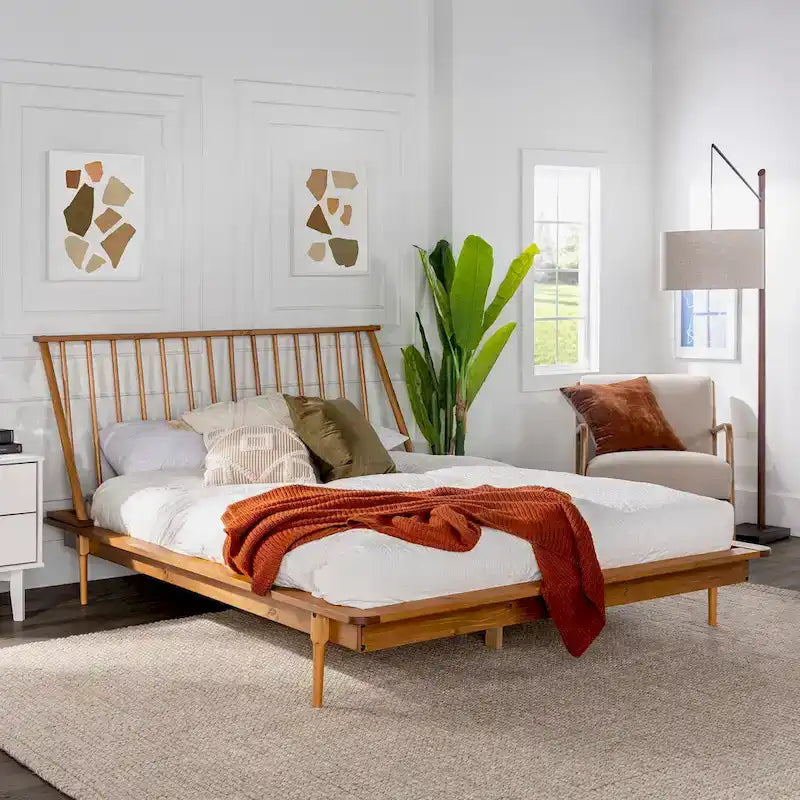 Solid Wood Spindle Platform Bed