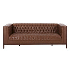 3-Seat Faux Leather Sofa with Button Tufting & Rubberwood Legs – 79W x 29.5D x 29.5H in