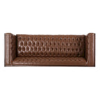 3-Seat Faux Leather Sofa with Button Tufting & Rubberwood Legs – 79W x 29.5D x 29.5H in