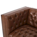 3-Seat Faux Leather Sofa with Button Tufting & Rubberwood Legs – 79W x 29.5D x 29.5H in