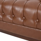 3-Seat Faux Leather Sofa with Button Tufting & Rubberwood Legs – 79W x 29.5D x 29.5H in