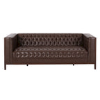 3-Seat Faux Leather Sofa with Button Tufting & Rubberwood Legs – 79W x 29.5D x 29.5H in