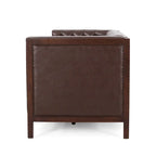 3-Seat Faux Leather Sofa with Button Tufting & Rubberwood Legs – 79W x 29.5D x 29.5H in