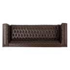 3-Seat Faux Leather Sofa with Button Tufting & Rubberwood Legs – 79W x 29.5D x 29.5H in