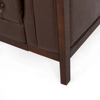 3-Seat Faux Leather Sofa with Button Tufting & Rubberwood Legs – 79W x 29.5D x 29.5H in