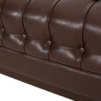 3-Seat Faux Leather Sofa with Button Tufting & Rubberwood Legs – 79W x 29.5D x 29.5H in