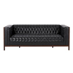 3-Seat Faux Leather Sofa with Button Tufting & Rubberwood Legs – 79W x 29.5D x 29.5H in