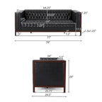 3-Seat Faux Leather Sofa with Button Tufting & Rubberwood Legs – 79W x 29.5D x 29.5H in