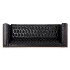 3-Seat Faux Leather Sofa with Button Tufting & Rubberwood Legs – 79W x 29.5D x 29.5H in