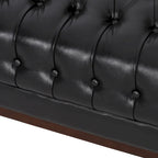 3-Seat Faux Leather Sofa with Button Tufting & Rubberwood Legs – 79W x 29.5D x 29.5H in