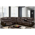 Transitional Faux Leather Reclining Sectional Sofa