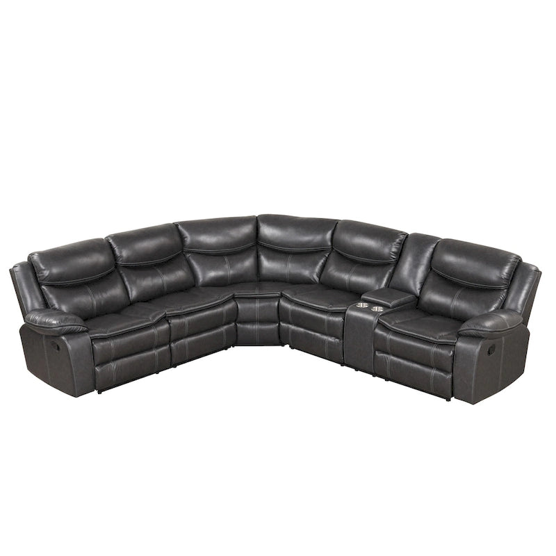 Transitional Faux Leather Reclining Sectional Sofa