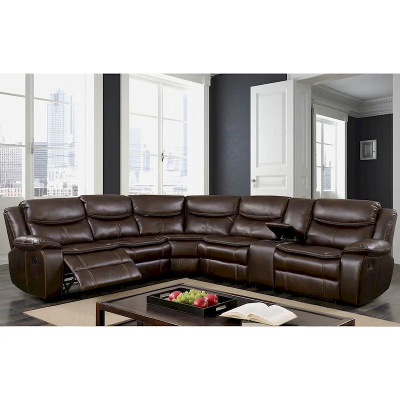 Transitional Faux Leather Reclining Sectional Sofa