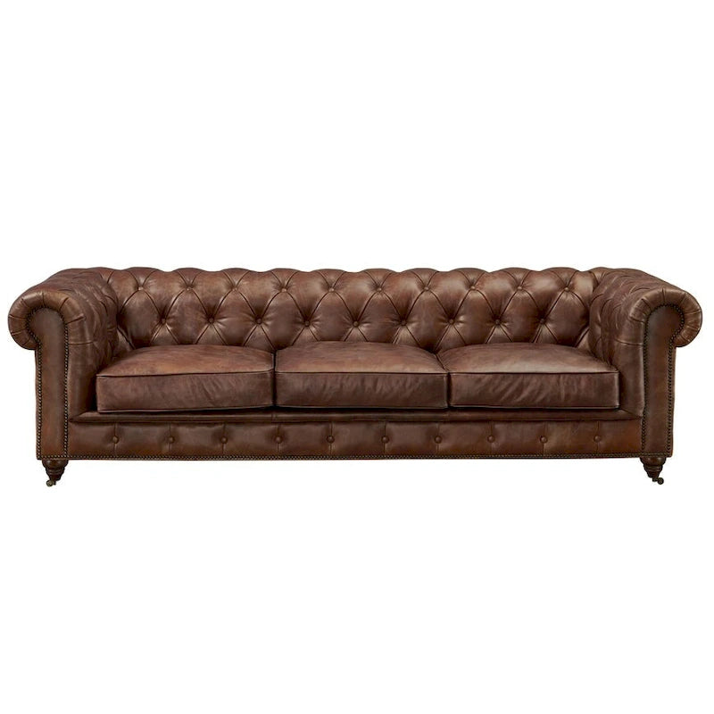 Chesterfield Sofa – Leather Upholstery, Multiple Colors