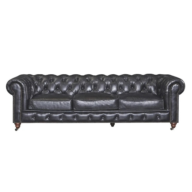 Chesterfield Sofa – Leather Upholstery, Multiple Colors