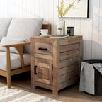 Anaisha Rustic Warm Natural Tone 23-inch Solid Wood Storage Side Table by 