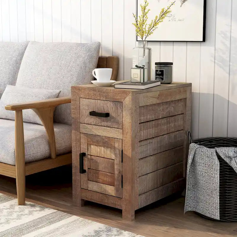Anaisha Rustic Warm Natural Tone 23-inch Solid Wood Storage Side Table by 
