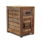Solid Mango Wood Side Table with Drawer and Cabinet – 15.75L x 22.83W x 25.59H in