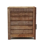 Solid Mango Wood Side Table with Drawer and Cabinet – 15.75L x 22.83W x 25.59H in
