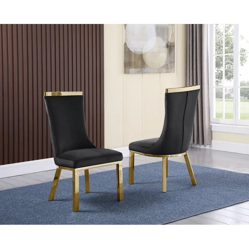 Gold Colored Stainless Steel Dining Chairs (Set of 2)