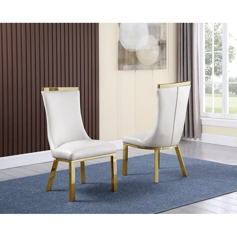 Gold Colored Stainless Steel Dining Chairs (Set of 2)