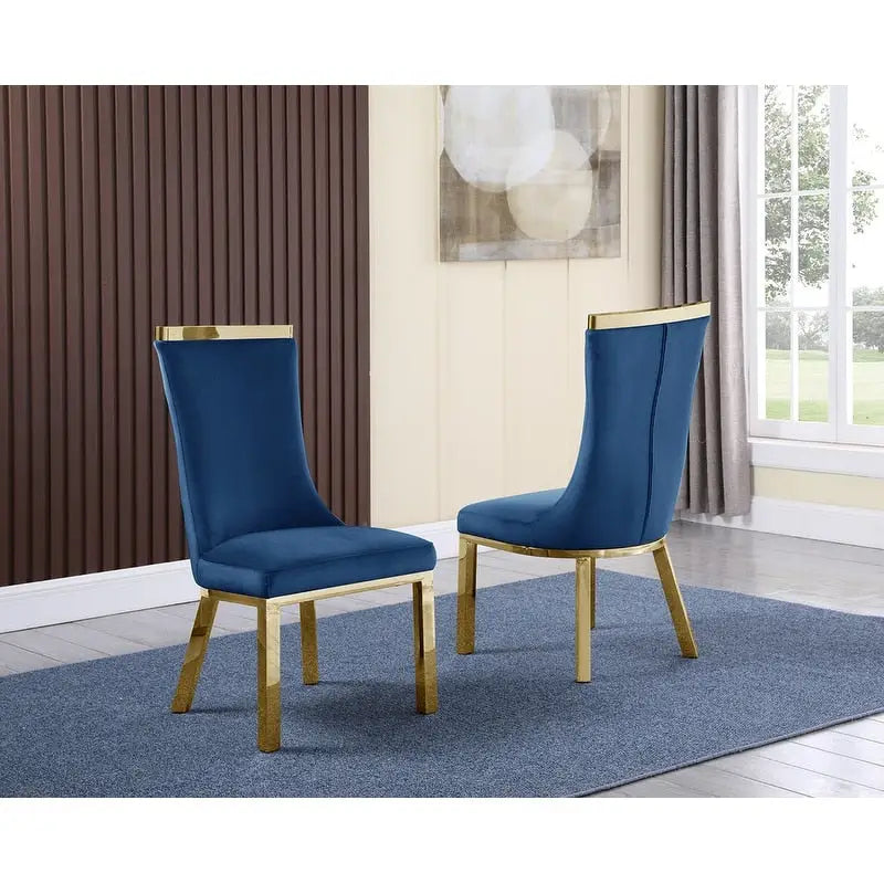 Gold Colored Stainless Steel Dining Chairs (Set of 2)