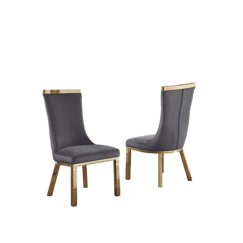 Gold Colored Stainless Steel Dining Chairs (Set of 2)