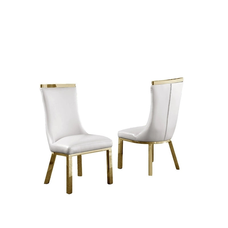 Gold Colored Stainless Steel Dining Chairs (Set of 2)
