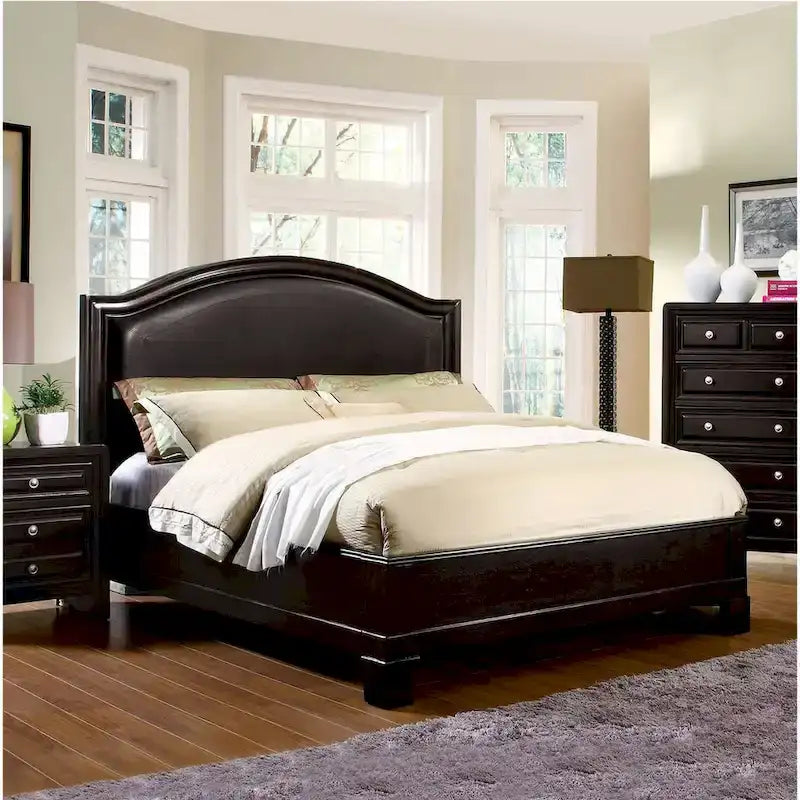  Pigh Traditional Espresso Padded Platform Bed