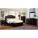 Traditional Espresso Padded Platform Bed
