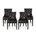 Contemporary Tufted Bonded Leather Dining Chairs (Set of 4)