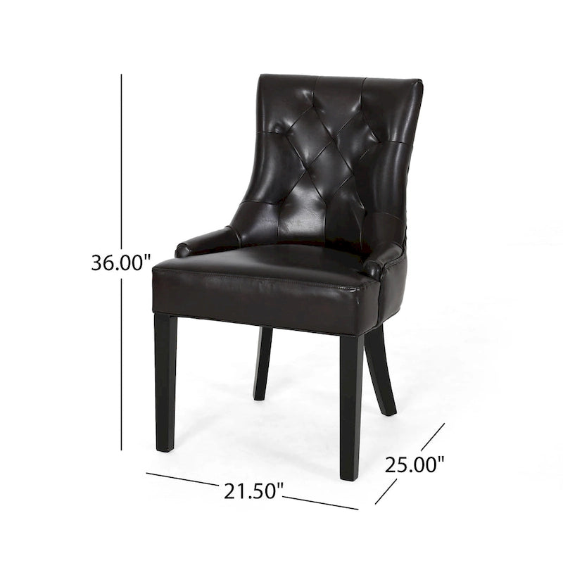 Contemporary Tufted Bonded Leather Dining Chairs (Set of 4)