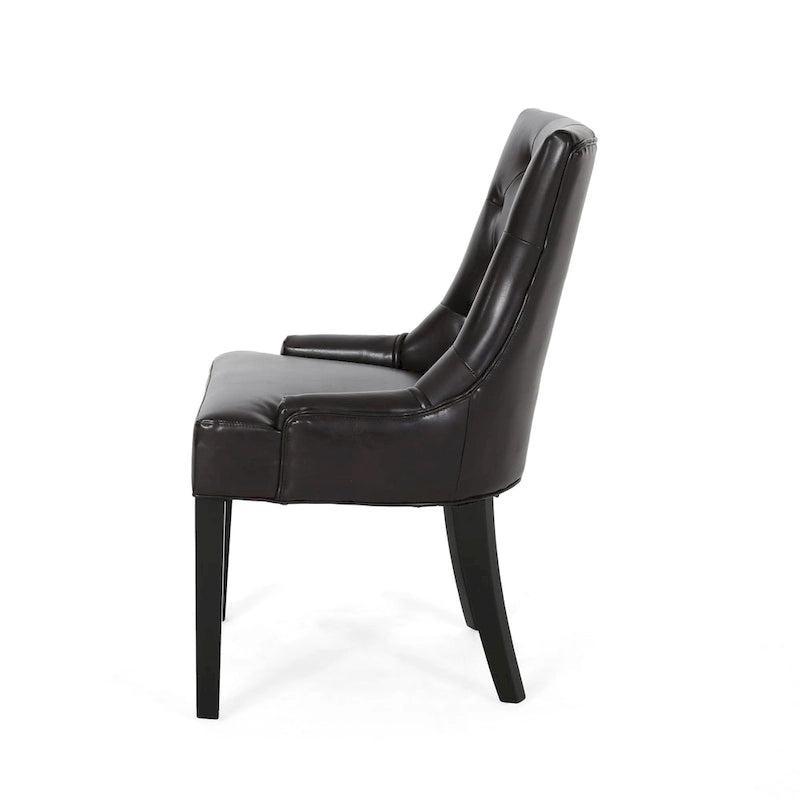 Contemporary Tufted Bonded Leather Dining Chairs (Set of 4)