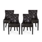 Contemporary Tufted Bonded Leather Dining Chairs (Set of 4)