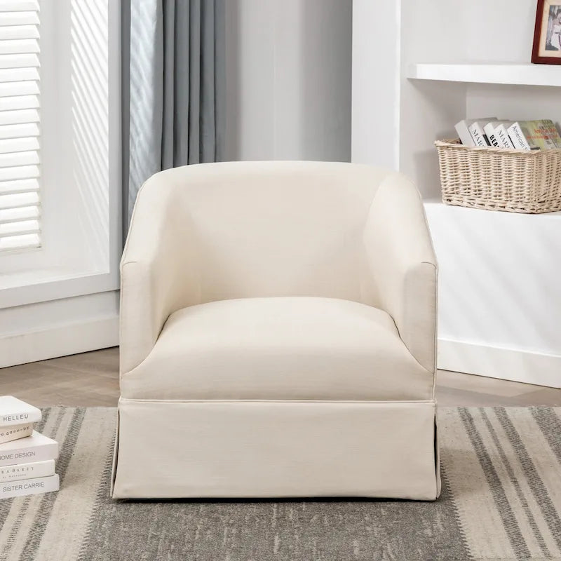 Skirted Fabric Swivel Accent Chair – 360° Swivel, Pocket Spring Seat, 30.5W x 31.75D x 29.5H in