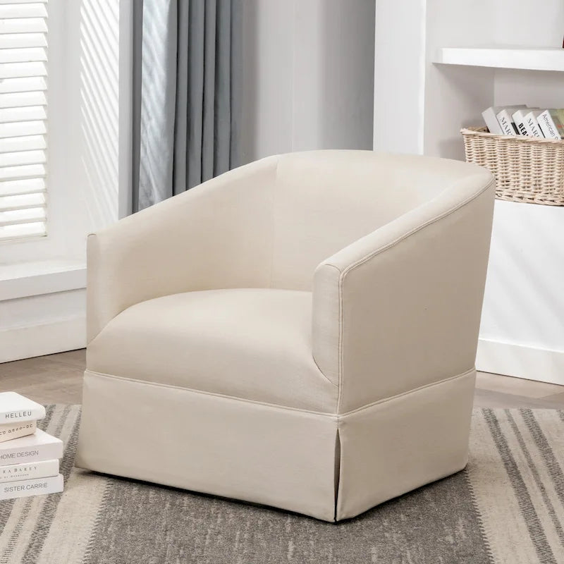 Skirted Fabric Swivel Accent Chair – 360° Swivel, Pocket Spring Seat, 30.5W x 31.75D x 29.5H in