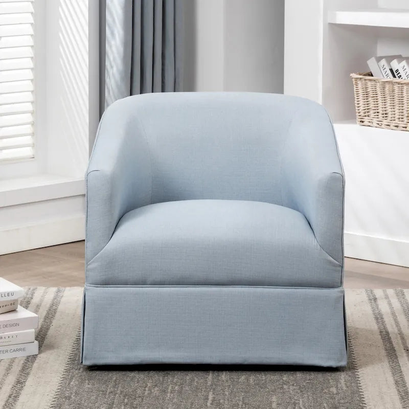 Skirted Fabric Swivel Accent Chair – 360° Swivel, Pocket Spring Seat, 30.5W x 31.75D x 29.5H in